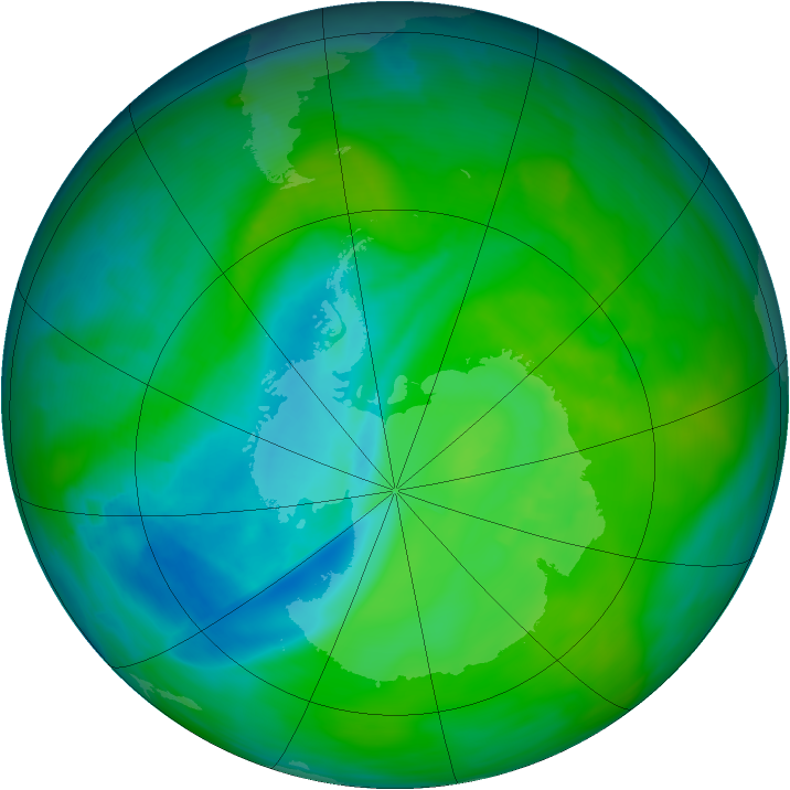 Antarctic ozone map for 27 November 2013